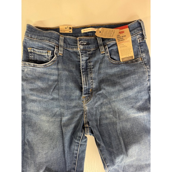 Levi's 720 High Rise Super Skinny Jeans Size 31 Stellar Stretch Denim Blue - Picture 1 of 11
